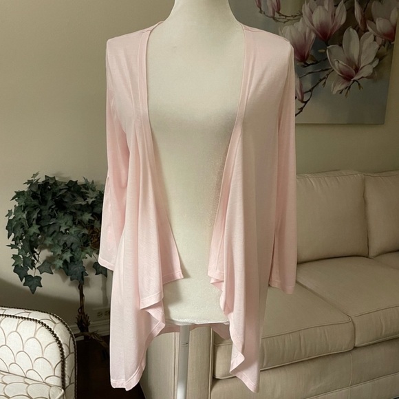 Coldwater Creek Open Waterfall Button Roll Tab Cardigan Pale Pink Size S (6-8) - Picture 10 of 15